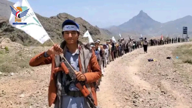 مسير وعرض كشفي لطلاب الدورات الصيفية في ريمة تضامناً مع غزة