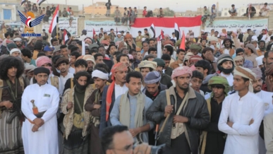 المهرة .. مهرجان جماهيري رفضا للتدخلات الخارجية وتضامنا مع غزة