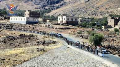 مسير ووقفة مسلحة في مديرية همدان تضامنًا مع الشعب الفلسطيني