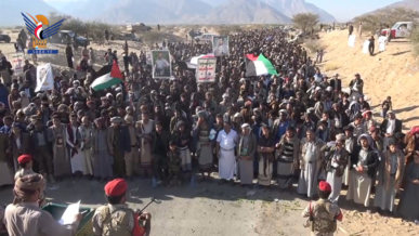 مسيرات حاشدة بمأرب تحت شعار " ثابتون مع غزة.. ومستمرون في مواجهة المشروع الصهيو أمريكي"