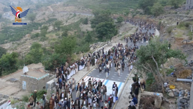 عرض شعبي ومسيرات في حجة بالذكرى الثانية لعملية طوفان الأقصى