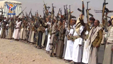 وقفة قبلية في مديرية مجزر بمأرب نصرة لغزة ومواجهة لمؤامرات الأعداء