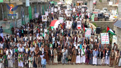 محافظة تعز تشهد مسيرات حاشدة في 12 ساحة تضامناً مع الشعب الفلسطيني