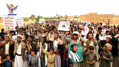  الجوف تشهد مسيرات جماهيرية حاشدة دعماً لغزة وتنديداً بجرائم الاحتلال