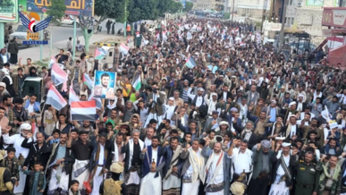 مسيرات حاشدة بالبيضاء تحت شعار "مع غزة .. يمن الإيمان في جهاد وثبات واستنفار"