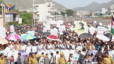 إب.. مسيرات جماهيرية تبارك النصر وتعلن التحدي للعدو الصهيوني