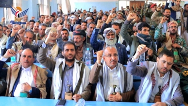 لقاء موسع لأبناء مديريتي النادرة والسدة بإب لمواجهة التصعيد الأمريكي الإسرائيلي