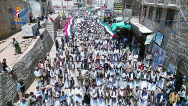 المحويت.. 74 مسيرة تحت شعار "مستمرون في نصرة غزة والمقدسات مهما كانت التحديات"