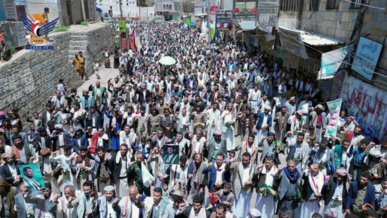 أبناء المحويت يحتشدون في 74 مسيرة ثباتا مع غزة في مواجهة جريمة الإبادة