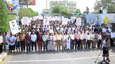 مسيرة كبرى لجامعات وكليات ومعاهد الحديدة تنديدًا بجرائم الحصار والتجويع في غزة