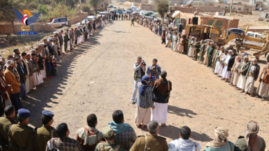 وقفة جماهيرية بمديرية همدان إعلانا للجهوزية ودعما للشعب الفلسطيني 