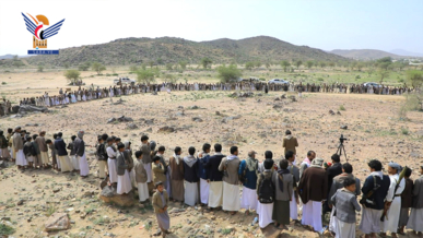 وقفة قبلية مسلحة لأبناء الازقول في سحار صعدة​ تضامنا مع غزة