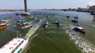 مسيرة بحرية في البصرة العراقية ضمن فعاليات يوم القدس العالمي