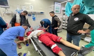 الهلال الاحمر الفلسطيني : العدو الصهيوني استهدف المستشفى الوحيد بالجنوب