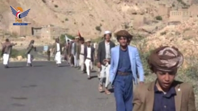 مسير راجل في مديرية خولان بالذكرى الثانية لعملية "طوفان الأقصى"