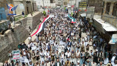 المحويت تخرج في 94 مسيرة حاشدة تأكيدا على الاستمرار في نصرة غزة