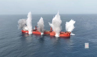 الإعلام الحربي اليمني يوثّق لحظة استهداف وغرق السفينة «ماجيك سيز»