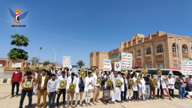 وقفة لطلاب جامعة المحويت تنديداً بالإساءات للقرآن ونصرة فلسطين ولبنان