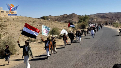 مسير ووقفة مسلحة لقوات التعبئة العامة لقبيلة الأعروش مديرية خولان