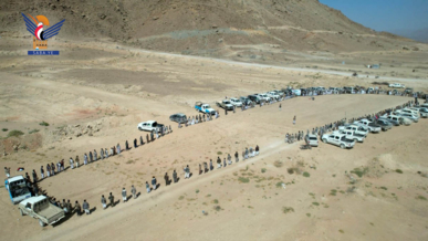 وقفة لقبيلة بني عوير في سحار صعدة إعلاناً للنفير العام لنصرة غزة 