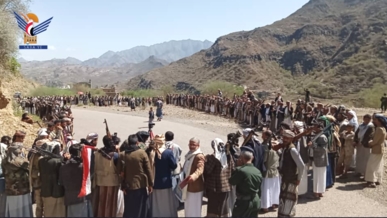 وقفة قبلية بمديرية صعفان لإعلان وثيقة الشرف القبلي ونصرة لغزة