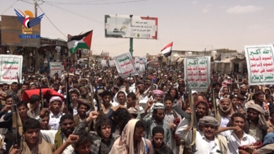 أبناء الجوف يحتشدون في 49 ساحة في مسيرات "لا أمن للكيان .. وغزة والأقصى تحت العدوان"