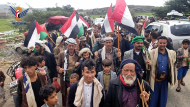  المحويت تشهد 34 مسيرة ووقفة تحت شعار "نصرة للأقصى وغزة.. الإسناد مستمر والرد قادم"