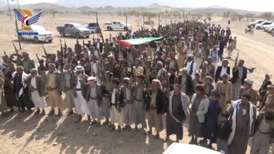 خروج 26 مسيرة جماهيرية في الجوف بعنوان "وفاءً لدماء الشهداء.. مع غزة حتى النصر"