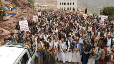 267 مسيرة حاشدة بحجة​ تجديدا للعهد بمواصلة الثبات مع غزة