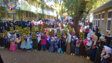 وقفات طلابية بمدارس مدينة المحويت تنديدا بالإساءة القرآن وإحياءً لجمعة رجب