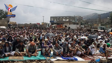 حجة .. مسيرة حاشدة في المحابشة تنديداً بجرائم العدو الصهيوني ودعماً للمقاومة الفلسطينية