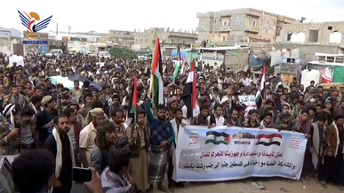 مسيرات ووقفات بمحافظة مأرب دعما لصمود الشعب الفلسطيني