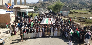 مسيرات في مديريات ذمار دعما لصمود الشعب الفلسطيني