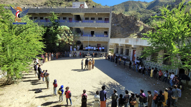 وقفات في مدارس حجة منددة بجرائم الكيان الصهيوني في غزة