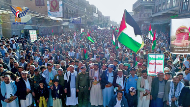 مسيرة جماهيرية في ذمار نصرة للشعب الفلسطيني وتأييدا لقرارات القيادة