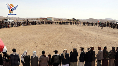 لقاء قبلي بمديرية الحداء في ذمار تنديدا بالعدوان الأمريكي البريطاني