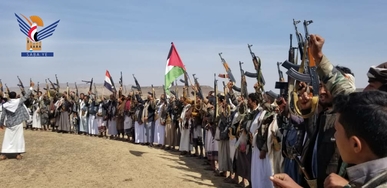 وقفة بمديرية الحداء في ذمار تندد بالعدوان الأمريكي البريطاني