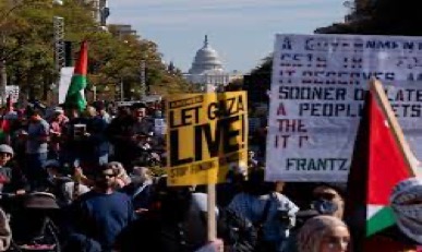 مظاهرات في واشنطن وعدد من الولايات والمدن الأمريكية للمطالبة بوقف العدوان الصهيوني على قطاع غزة