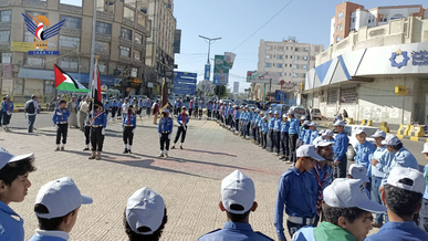 استعراض كشفي لمفوضية أمانة العاصمة نصرة للأقصى بمشاركة وزير الشباب