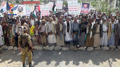 لحج .. مسيرة جماهيرية لأبناء مديرية القبيطة تضامناً مع الشعب الفلسطيني