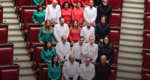 نواب إيطاليون يرتدون ألوان علم فلسطين داخل البرلمان رفضًا لإبادة غزة