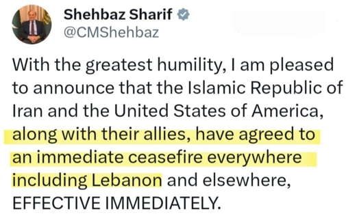 الخارجية الإيرانية: بيان باكستان يثبت شمول لبنان بوقف إطلاق النار