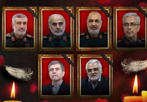 تشييع جثامين القادة الإيرانيين الشهداء جراء العدوان الوحشي الصهيوني السبت في طهران