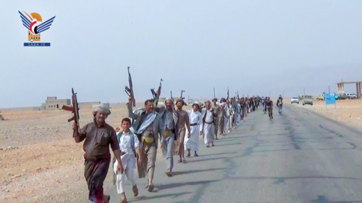 مسير شعبي لقوات التعبئة في مديرية مجزر بمأرب