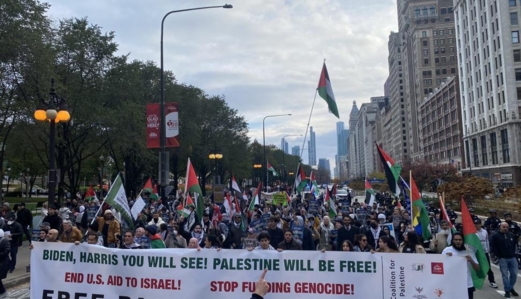 مظاهرة في سان فرانسيسكو رفضا لمخططات تهجير الفلسطينيين من قطاع غزة