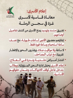  إعلام الأسرى الفلسطينيين: معاناة قاسية لأسرى غزة في سجن الرملة الصهيوني 