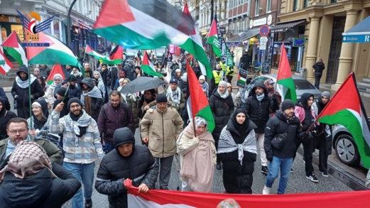 مسيرة داعمة لغزة بمدينة هامبورغ الألمانية بمشاركة أبناء الجاليتين اليمنية والفلسطينية