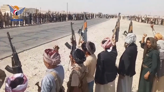 وقفة في مديرية مجزر بمأرب لمباركة قرار حظر الملاحة البحرية على العدو السعودي