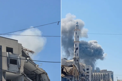 العدو الإسرائيلي يدمر برج طيبة في مدينة غزة في إطار سياسة التهجير القسري