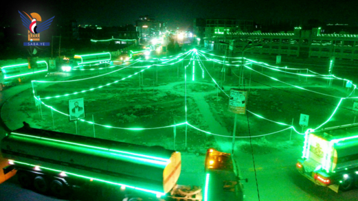 ذمار .. مسيرة ضوئية من 121 قاطرة مشتقات نفطية احتفاء بالمولد النبوي 